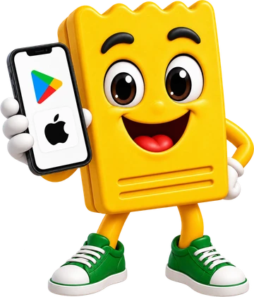 Mascote do Picotinho segurando o celular com o app